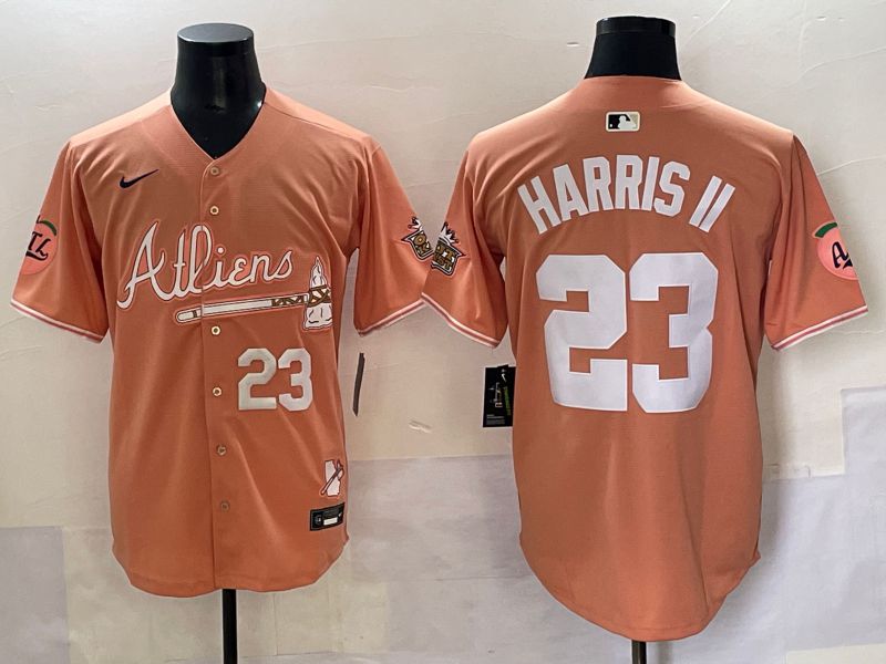 Men 2025 Atlanta Braves #23 Harris ii Orange Five generations Joint Name Nike MLB Jersey style 4->atlanta braves->MLB Jersey